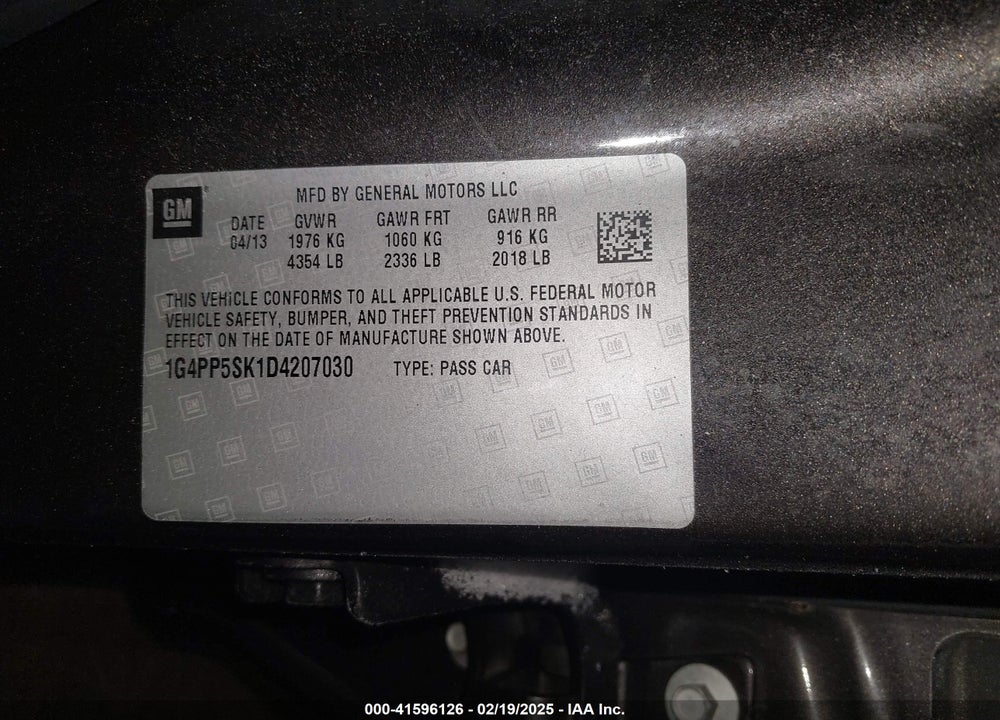 2013 BUICK VERANO VIN: 1G4PP5SK1D4207030