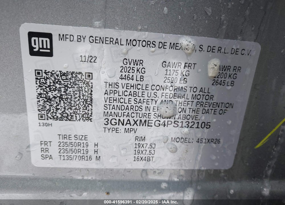 2023 CHEVROLET EQUINOX FWD RS VIN: 3GNAXMEG4PS132105