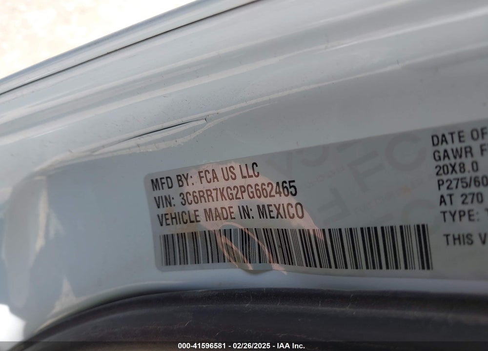 2023 RAM 1500 CLASSIC VIN: 3C6RR7KG2PG662465
