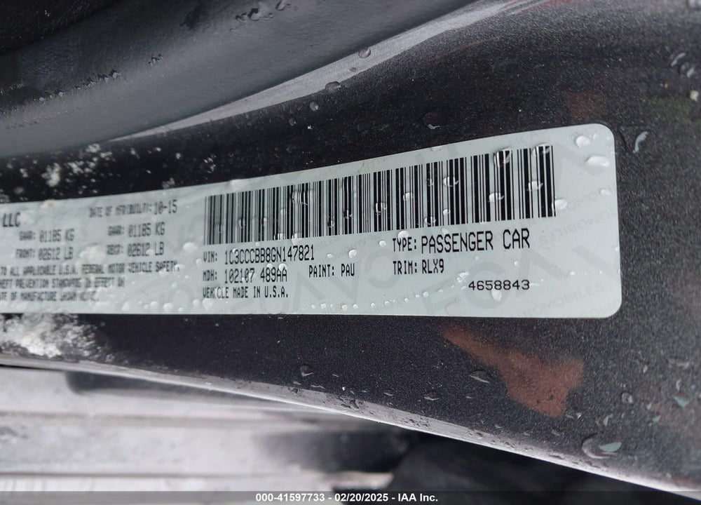2016 CHRYSLER 200 S VIN: 1C3CCCBB8GN147821