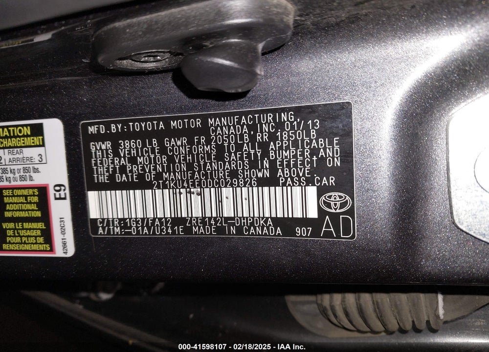 2013 TOYOTA MATRIX VIN: 2T1KU4EE0DC029826