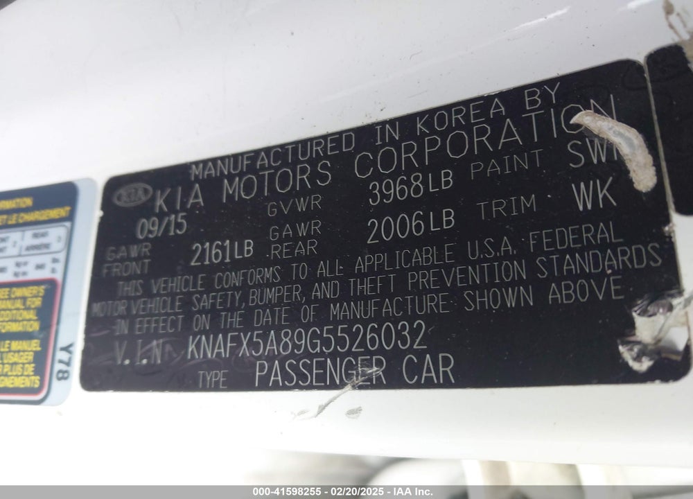 2016 KIA FORTE VIN: KNAFX5A89G5526032