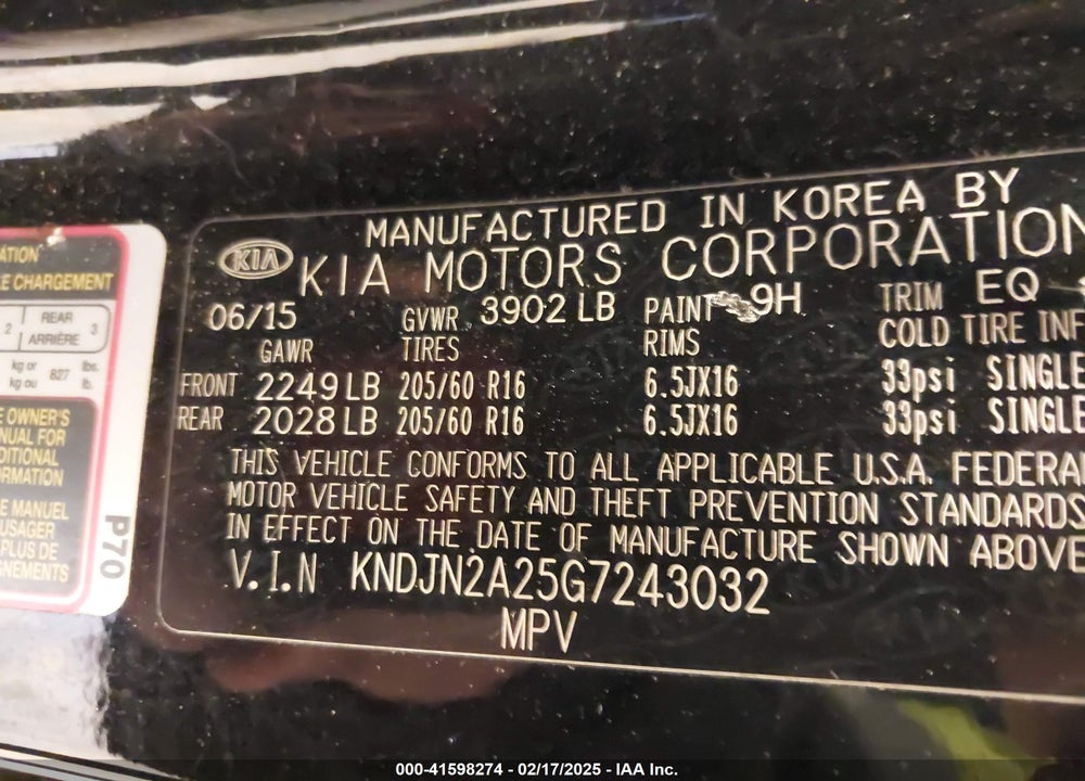 2016 KIA SOUL VIN: KNDJN2A25G7243032