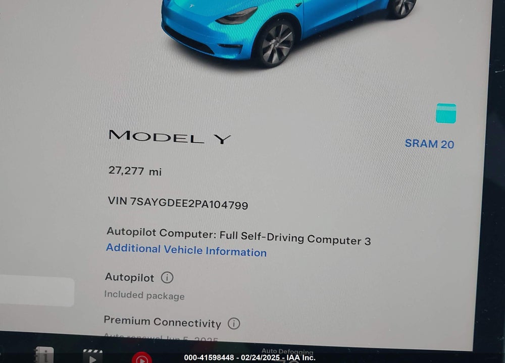 2023 TESLA MODEL Y VIN: 7SAYGDEE2PA104799