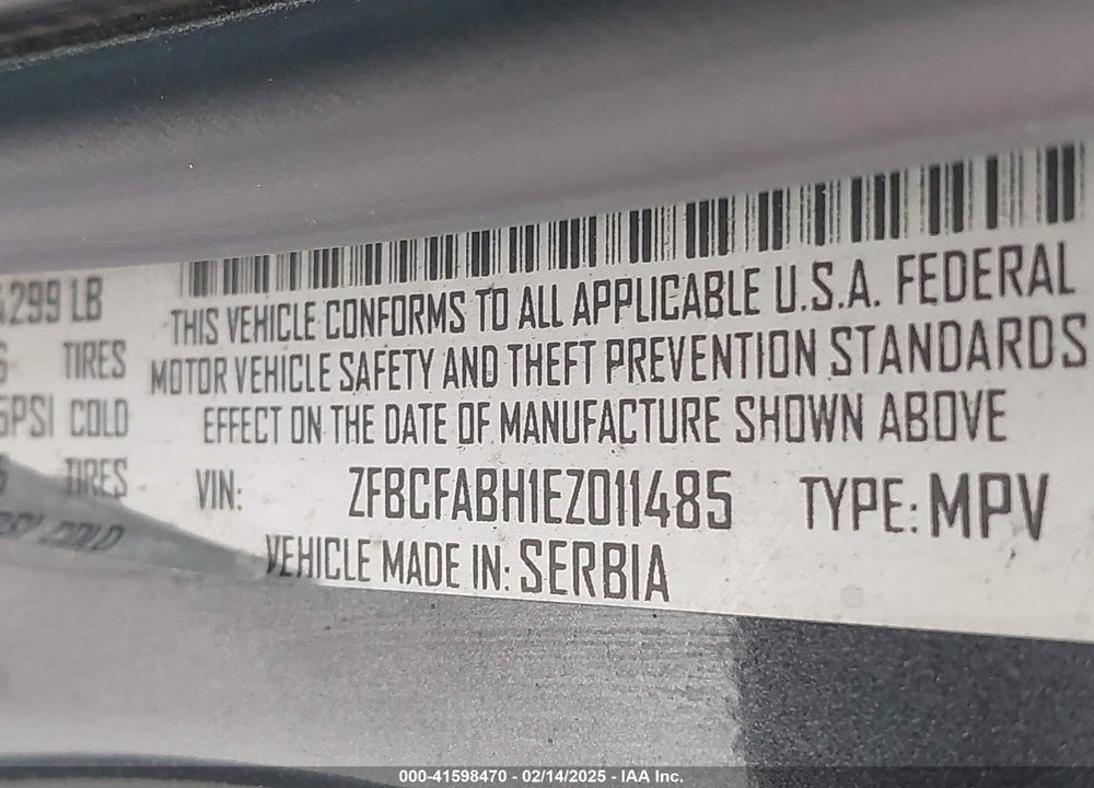 2014 FIAT 500L VIN: ZFBCFABH1EZ011485