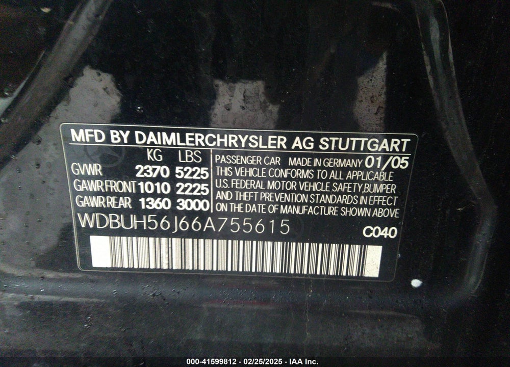 2006 MERCEDES-BENZ E 350 VIN: WDBUH56J66A755615