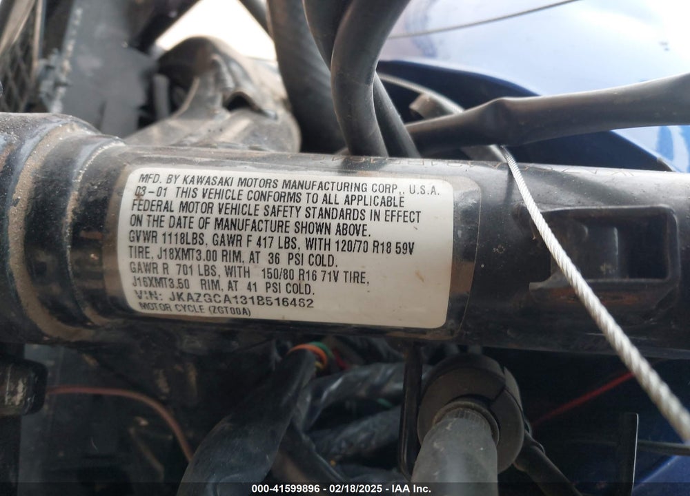 2001 KAWASAKI ZG1000 VIN: JKAZGCA131B516462