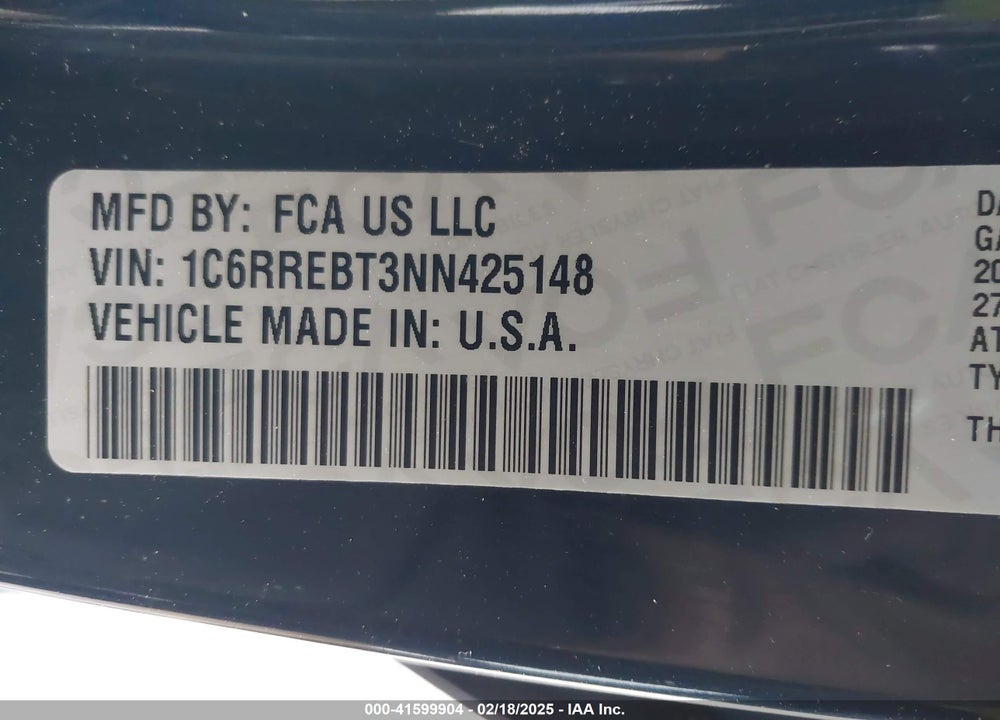 2022 RAM 1500 VIN: 1C6RREBT3NN425148