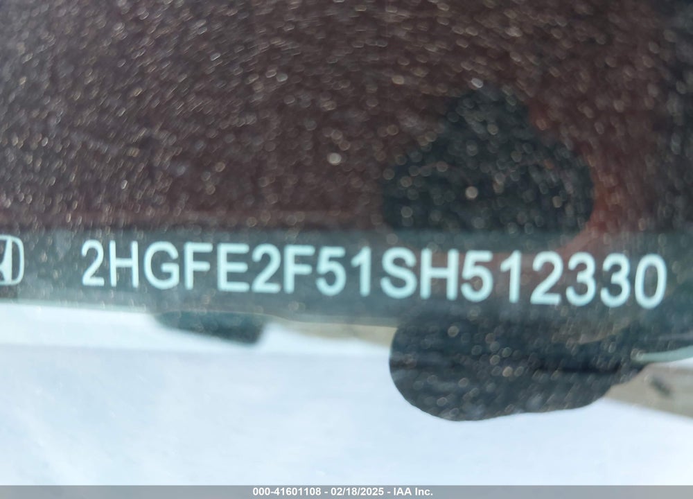 2025 HONDA CIVIC VIN: 2HGFE2F51SH512330