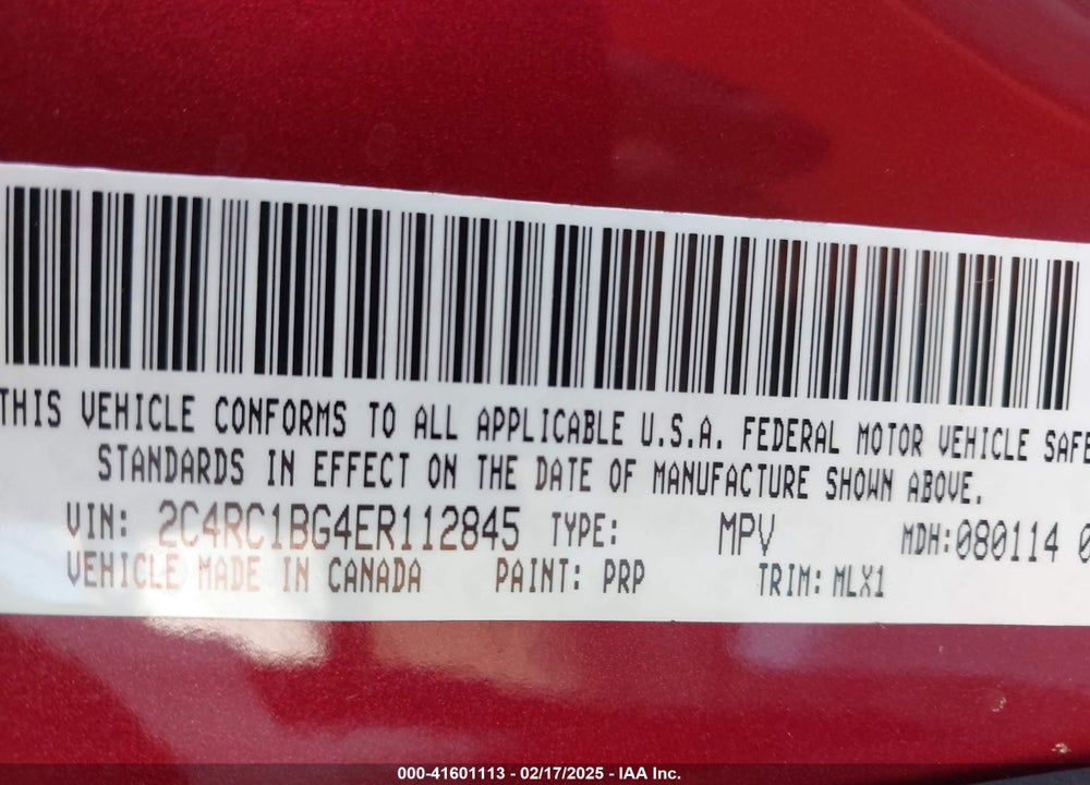 2014 CHRYSLER TOWN & COUNTRY VIN: 2C4RC1BG4ER112845