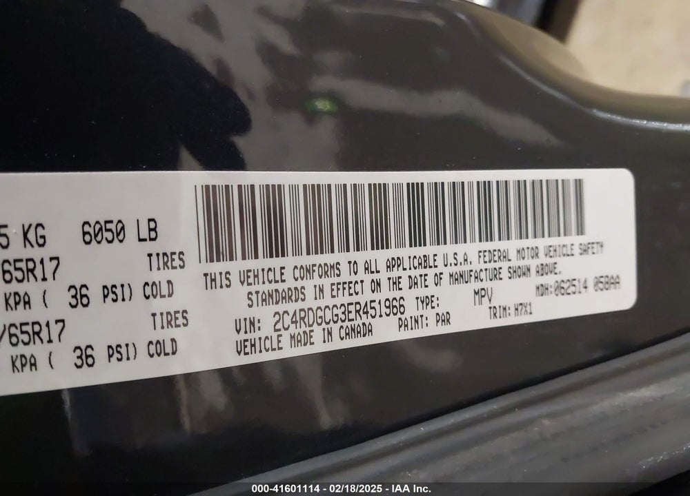 2014 DODGE GRAND CARAVAN SXT VIN: 2C4RDGCG3ER451966
