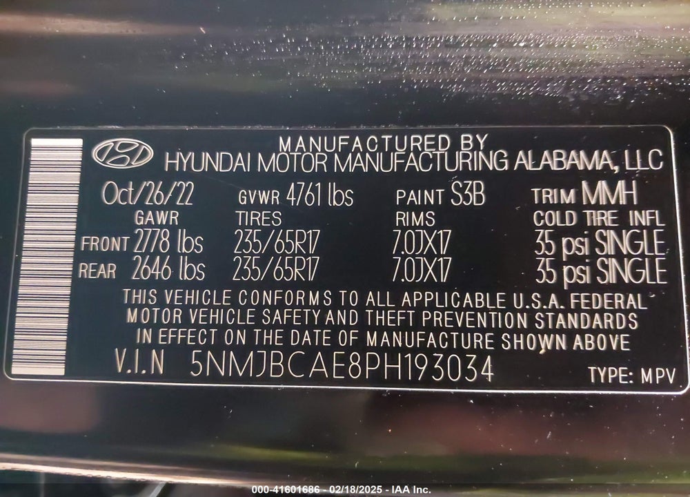 2023 HYUNDAI TUCSON VIN: 5NMJBCAE8PH193034