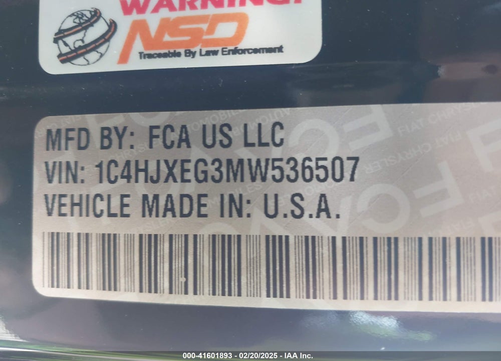 2021 JEEP WRANGLER UNLIMITED SAHARA 4X4 VIN: 1C4HJXEG3MW536507