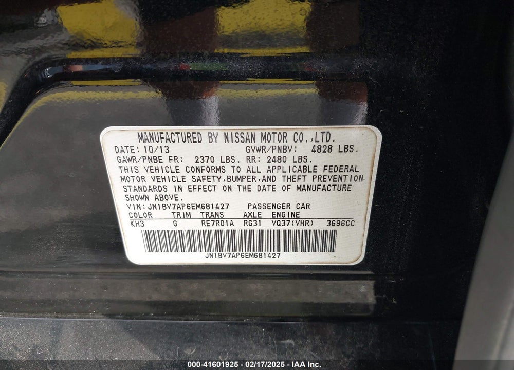 2014 INFINITI Q50 VIN: JN1BV7AP6EM681427