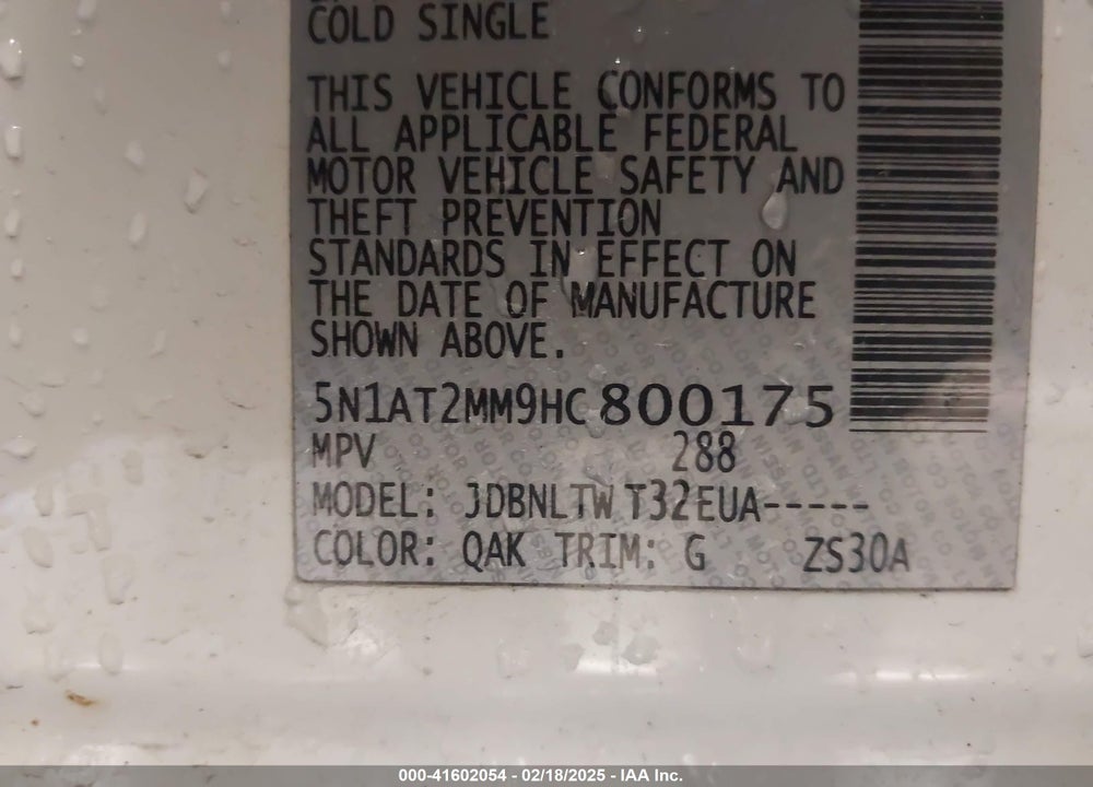 2017 NISSAN ROGUE VIN: 5N1AT2MM9HC800175