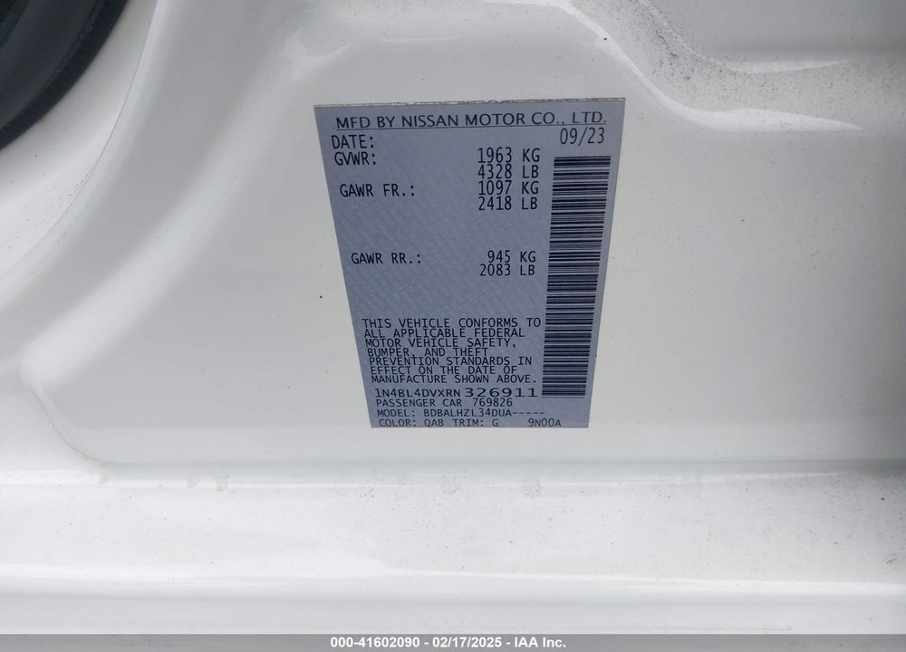 2024 NISSAN ALTIMA VIN: 1N4BL4DVXRN326911