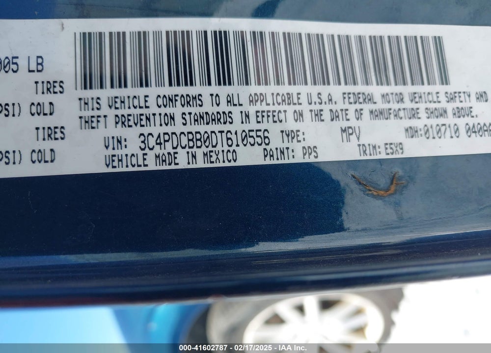 2013 DODGE JOURNEY SXT VIN: 3C4PDCBB0DT610556