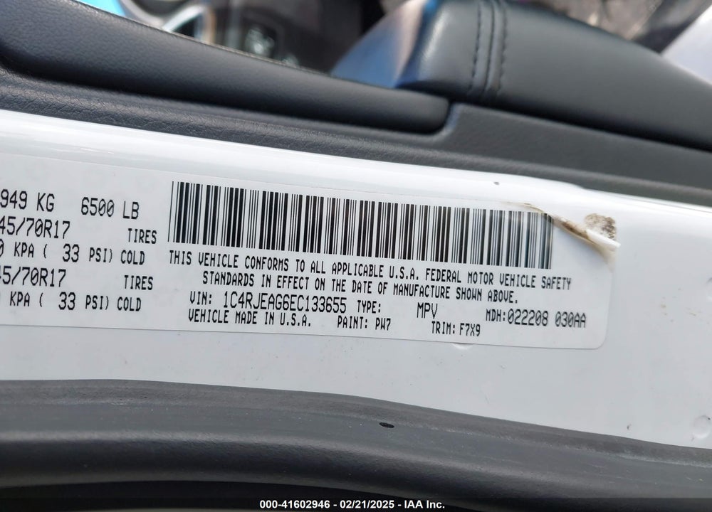 2014 JEEP GRAND CHEROKEE LAREDO VIN: 1C4RJEAG6EC133655