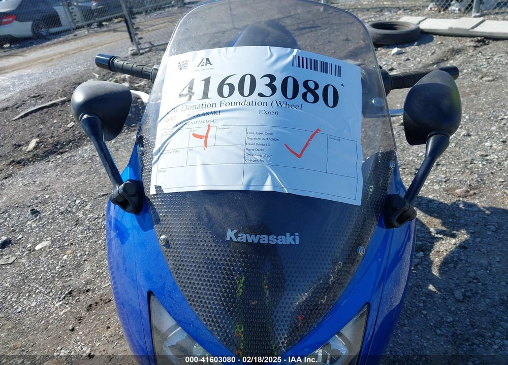 2007 KAWASAKI EX650 A VIN: JKAEXEA187A018542