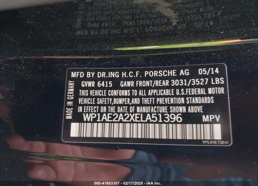 2014 PORSCHE CAYENNE HYBRID S VIN: WP1AE2A2XELA51396