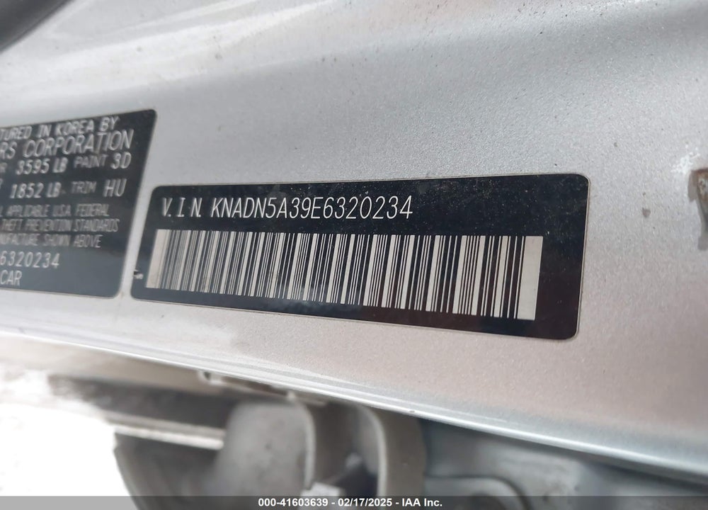 2014 KIA RIO VIN: KNADN5A39E6320234