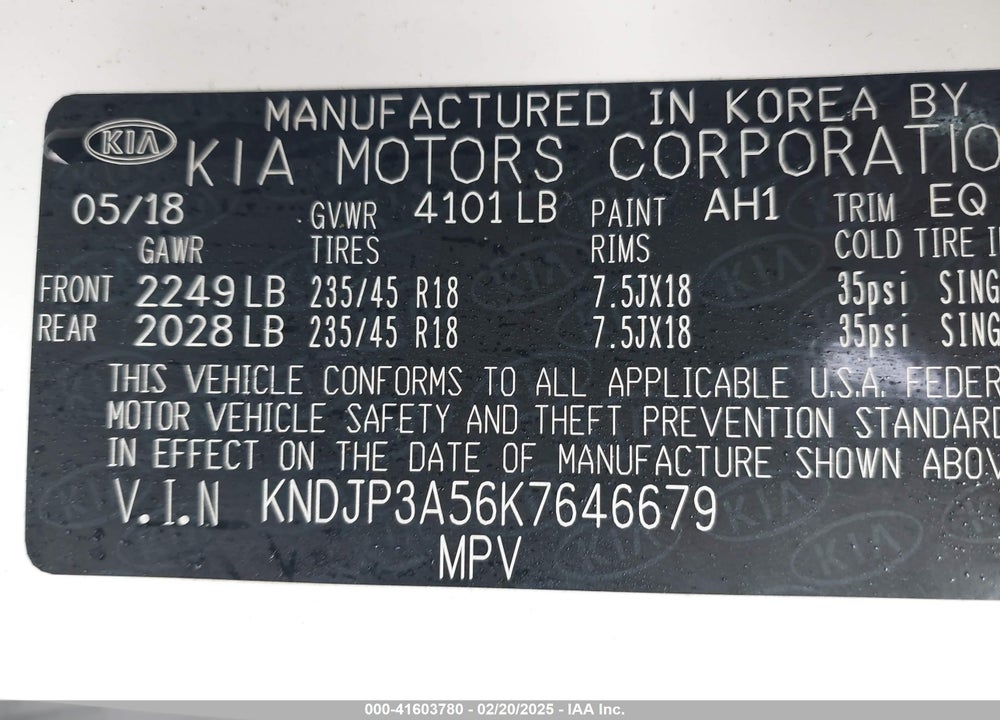 2019 KIA SOUL VIN: KNDJP3A56K7646679