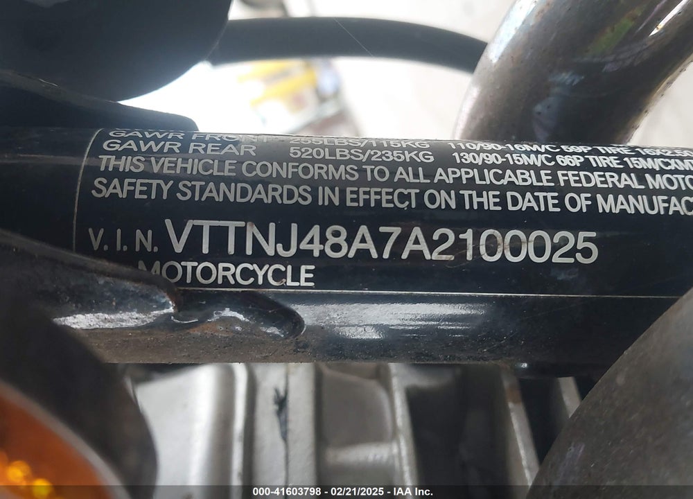 2010 SUZUKI GZ250 VIN: VTTNJ48A7A2100025
