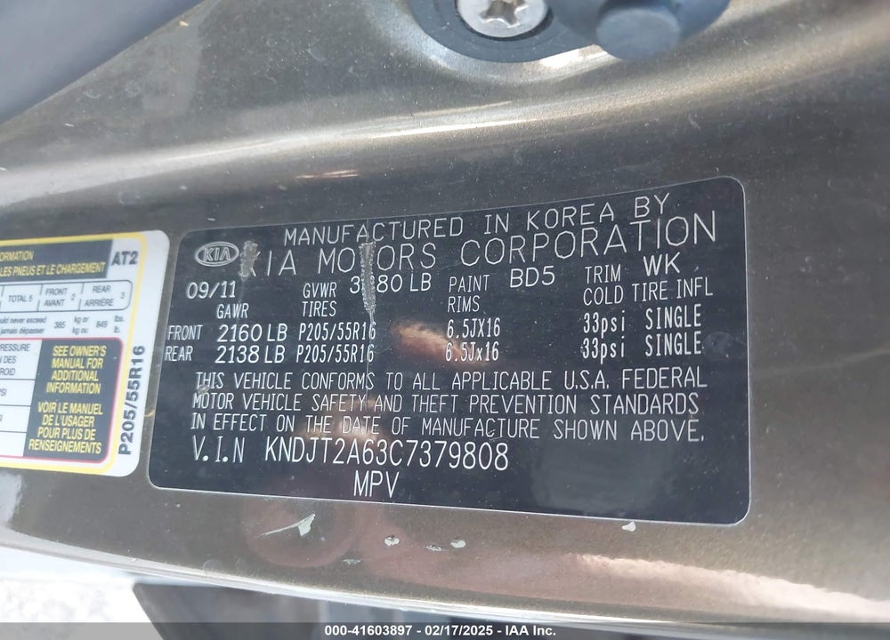2012 KIA SOUL VIN: KNDJT2A63C7379808