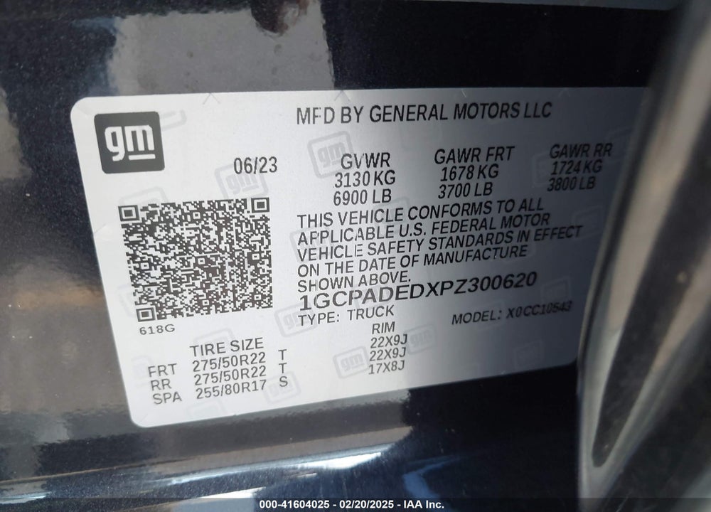 2023 CHEVROLET SILVERADO 1500 VIN: 1GCPADEDXPZ300620