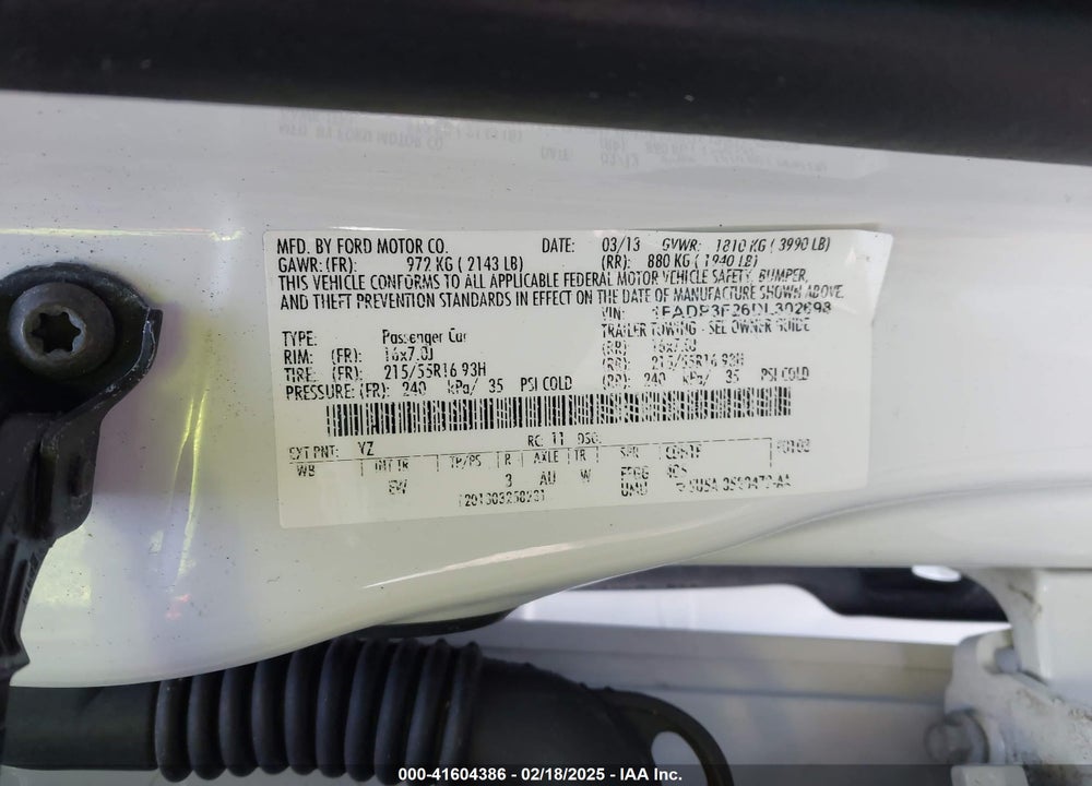 2013 FORD FOCUS SE VIN: 1FADP3F26DL302698