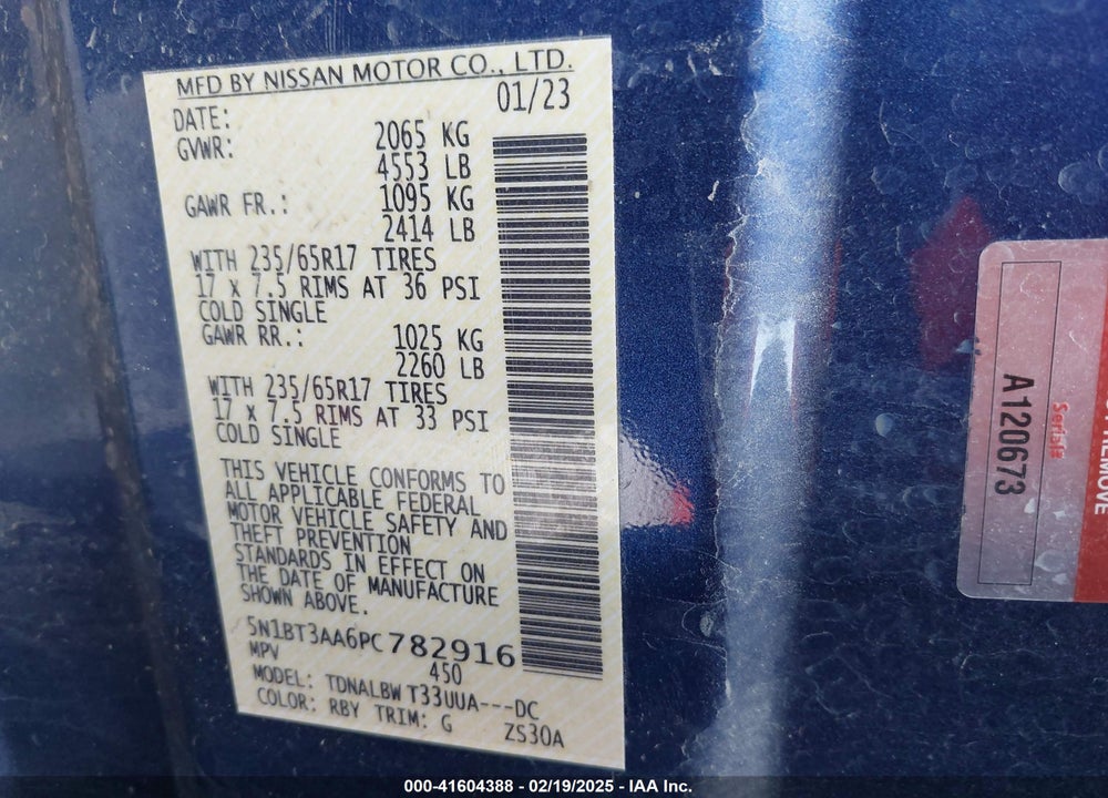 2023 NISSAN ROGUE S FWD VIN: 5N1BT3AA6PC782916