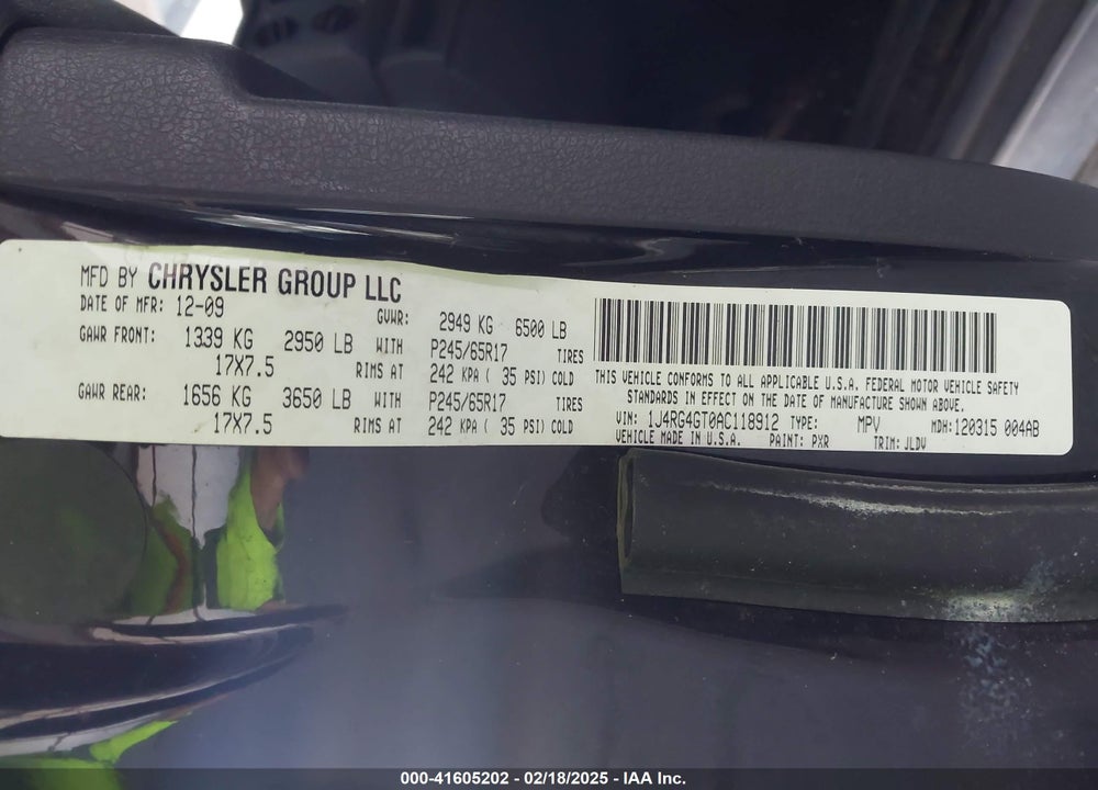 2010 JEEP COMMANDER SPORT VIN: 1J4RG4GT0AC118912