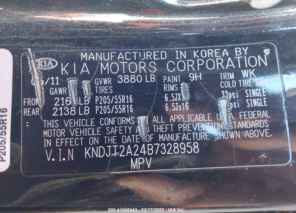 2011 KIA SOUL VIN: KNDJT2A24B7328958