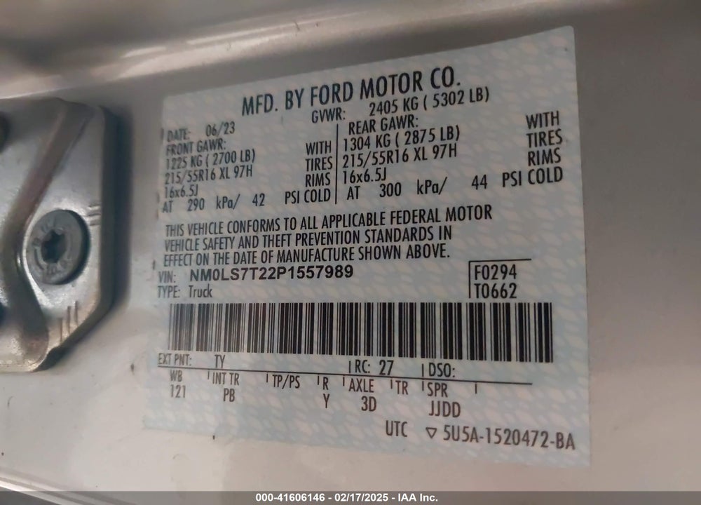 2023 FORD TRANSIT CONNECT XLT CARGO VAN VIN: NM0LS7T22P1557989