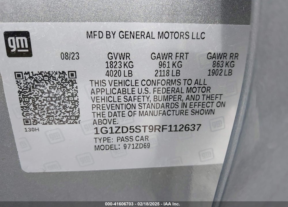 2024 CHEVROLET MALIBU VIN: 1G1ZD5ST9RF112637
