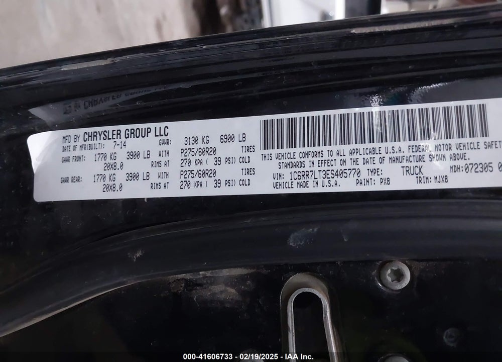 2014 RAM 1500 VIN: 1C6RR7LT3ES405770