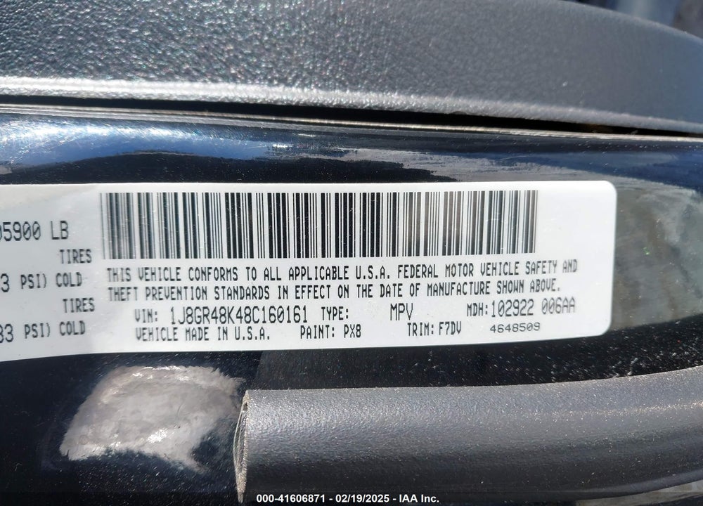 2008 JEEP GRAND CHEROKEE LAREDO VIN: 1J8GR48K48C160161