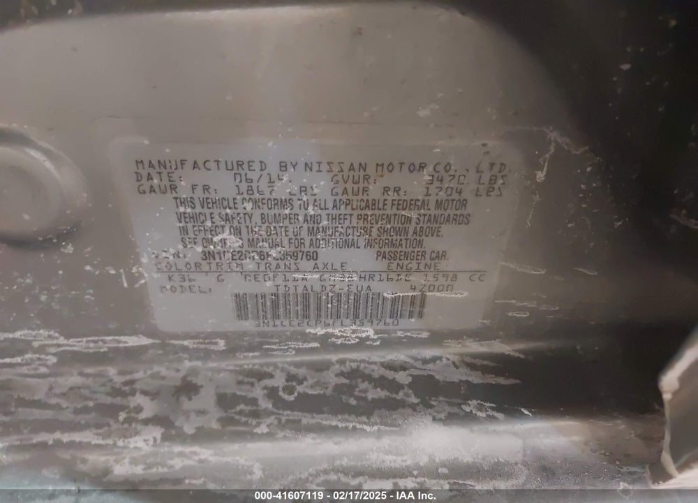 2015 NISSAN VERSA NOTE VIN: 3N1CE2CP6FL359760