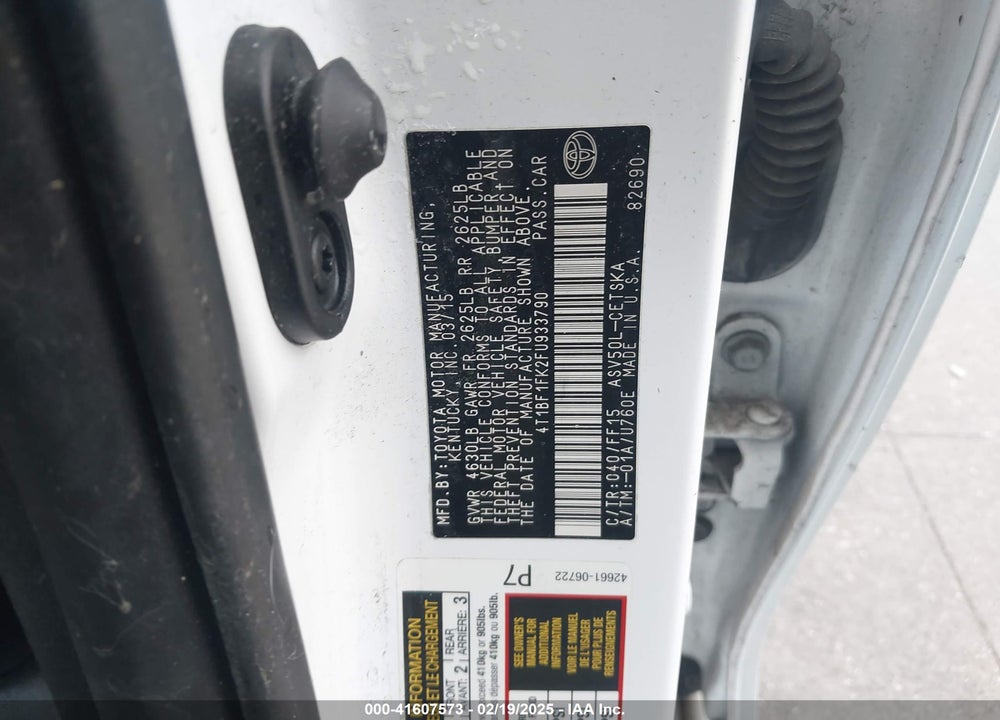 2015 TOYOTA CAMRY VIN: 4T1BF1FK2FU933790
