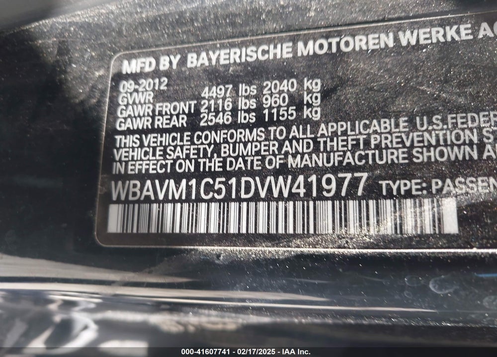 2013 BMW X1 SDRIVE28I VIN: WBAVM1C51DVW41977