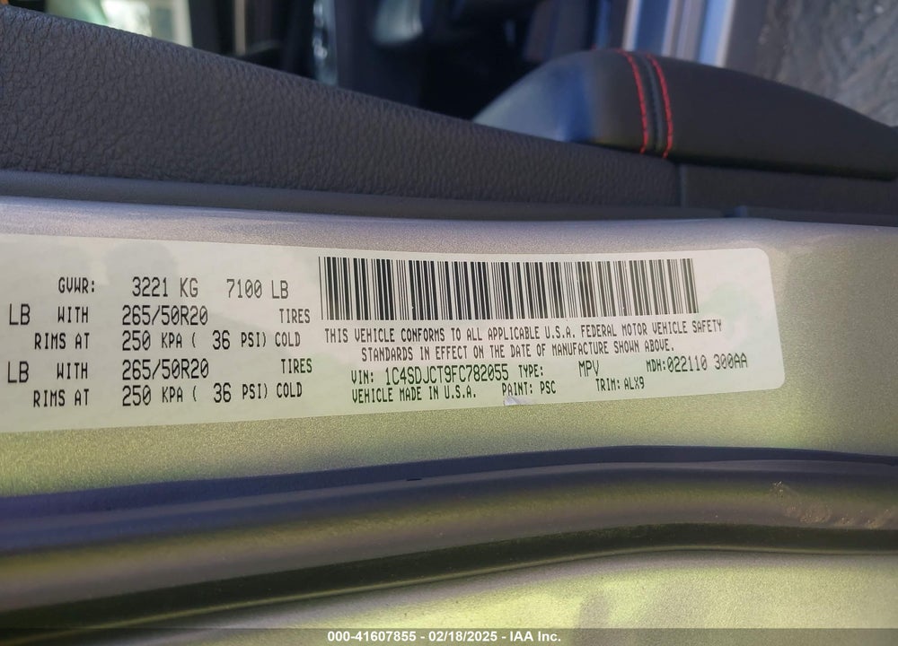 2015 DODGE DURANGO R/T VIN: 1C4SDJCT9FC782055
