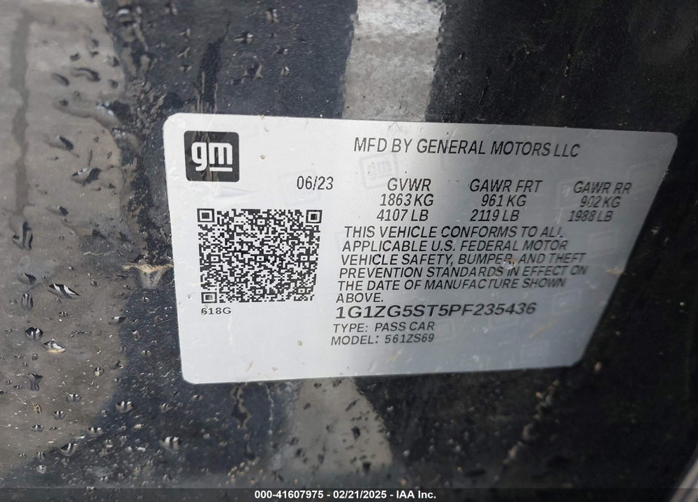 2023 CHEVROLET MALIBU FWD RS VIN: 1G1ZG5ST5PF235436