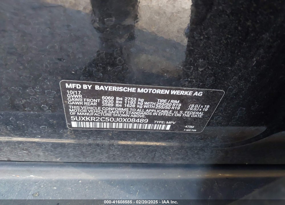 2018 BMW X5 SDRIVE35I VIN: 5UXKR2C50J0X08489