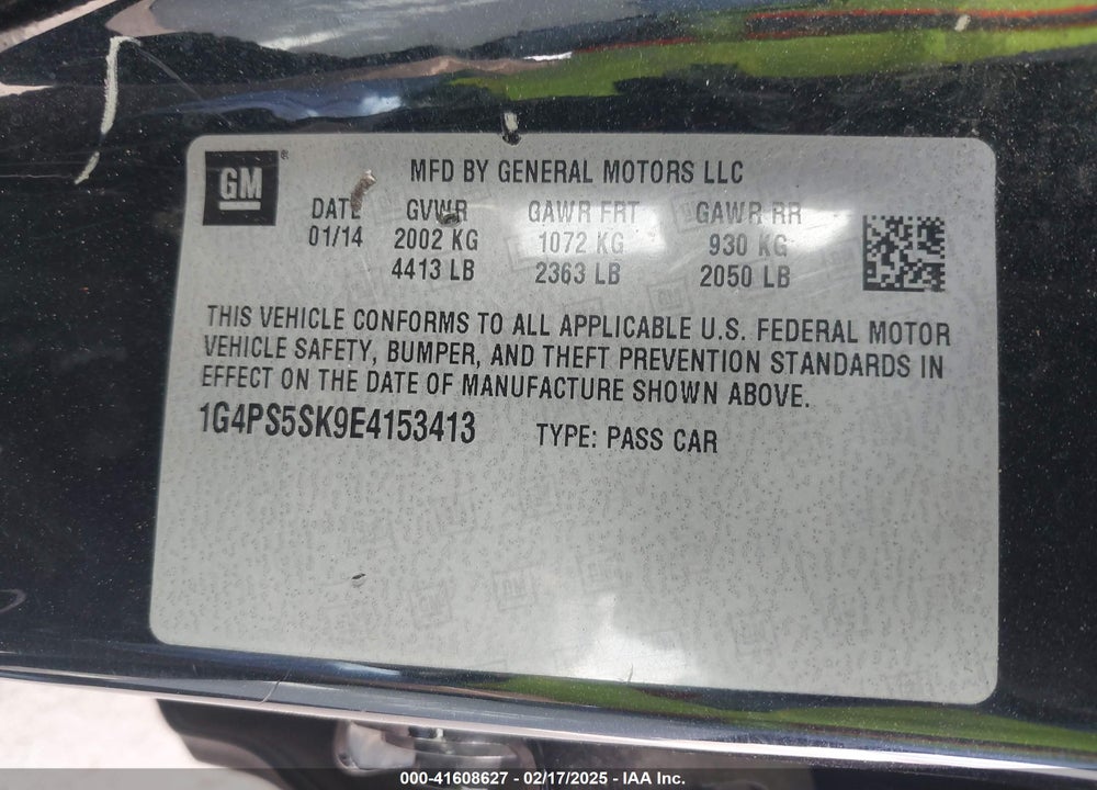 2014 BUICK VERANO VIN: 1G4PS5SK9E4153413