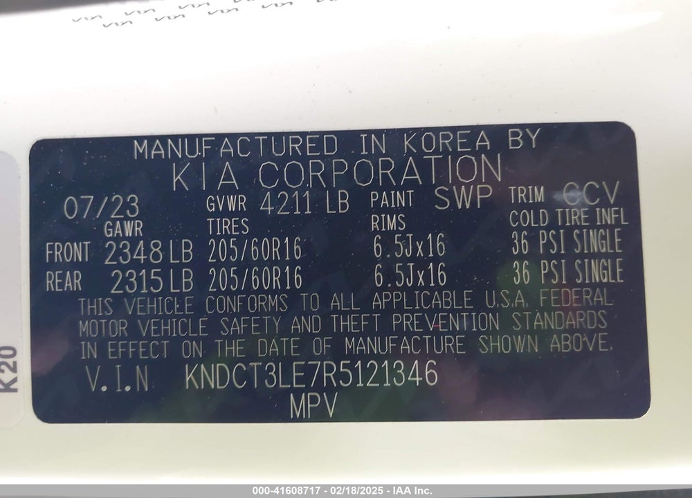 2024 KIA NIRO VIN: KNDCT3LE7R5121346