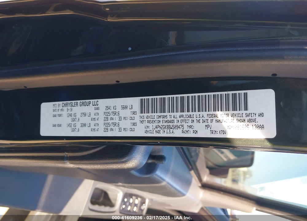 2011 JEEP LIBERTY SPORT VIN: 1J4PN2GK8BW509475