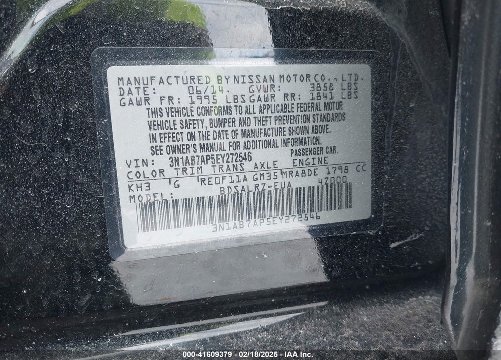 2014 NISSAN SENTRA VIN: 3N1AB7AP5EY272546