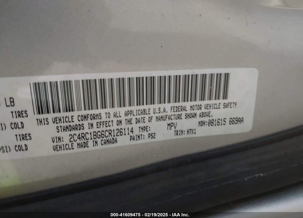 2012 CHRYSLER TOWN & COUNTRY TOURING VIN: 2C4RC1BG6CR126114