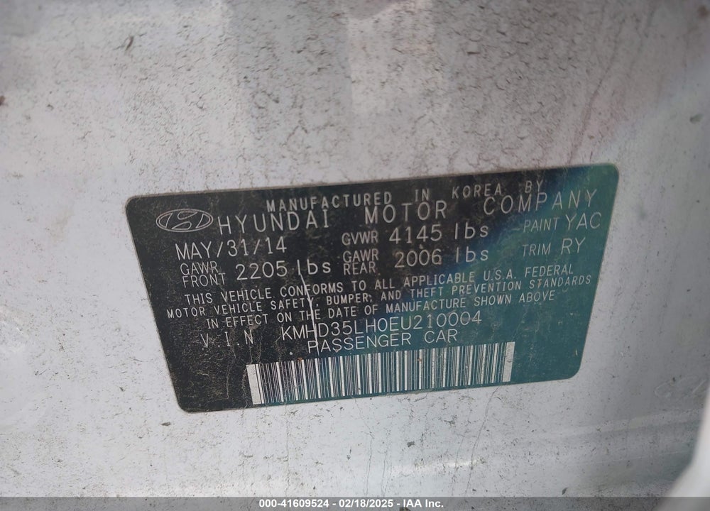 2014 HYUNDAI ELANTRA GT VIN: KMHD35LH0EU210004