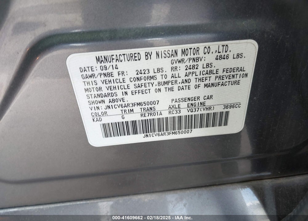 2015 INFINITI Q40 VIN: JN1CV6AR3FM650007